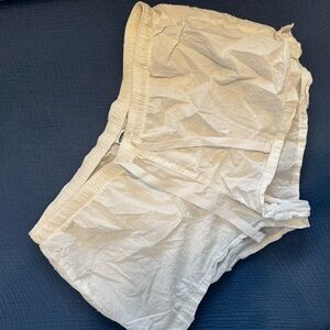 White Textured Shorts